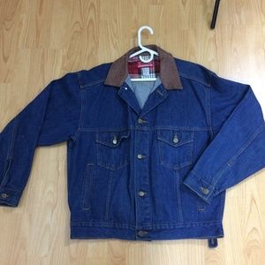 Vintage denim jacket leather collar M western